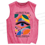 Unisex Bauhaus Eye Printed Washed Tank Top
