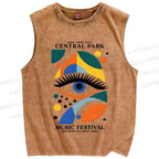 Unisex Bauhaus Eye Printed Washed Tank Top