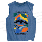 Unisex Bauhaus Eye Printed Washed Tank Top