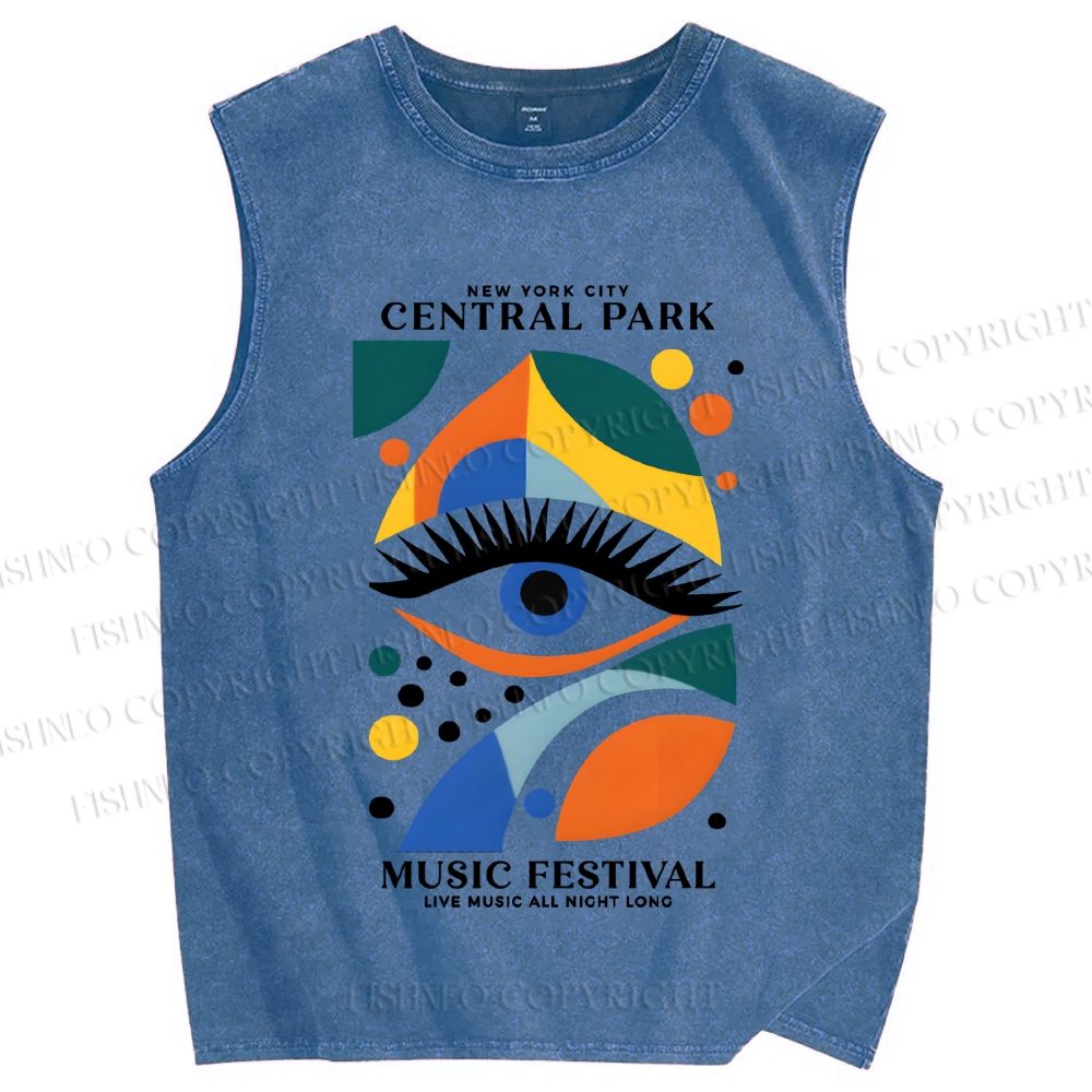 Unisex Bauhaus Eye Printed Washed Tank Top
