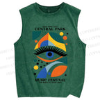 Unisex Bauhaus Eye Printed Washed Tank Top