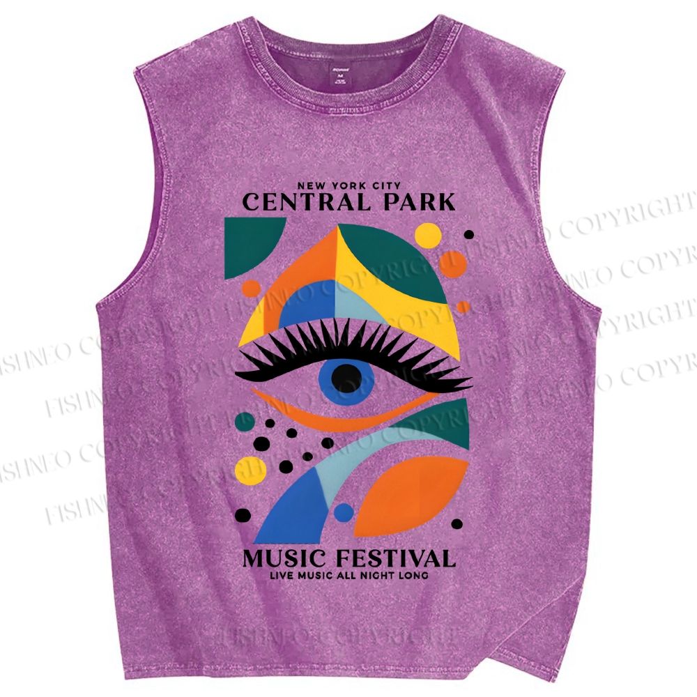 Unisex Bauhaus Eye Printed Washed Tank Top
