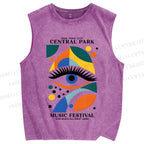 Unisex Bauhaus Eye Printed Washed Tank Top