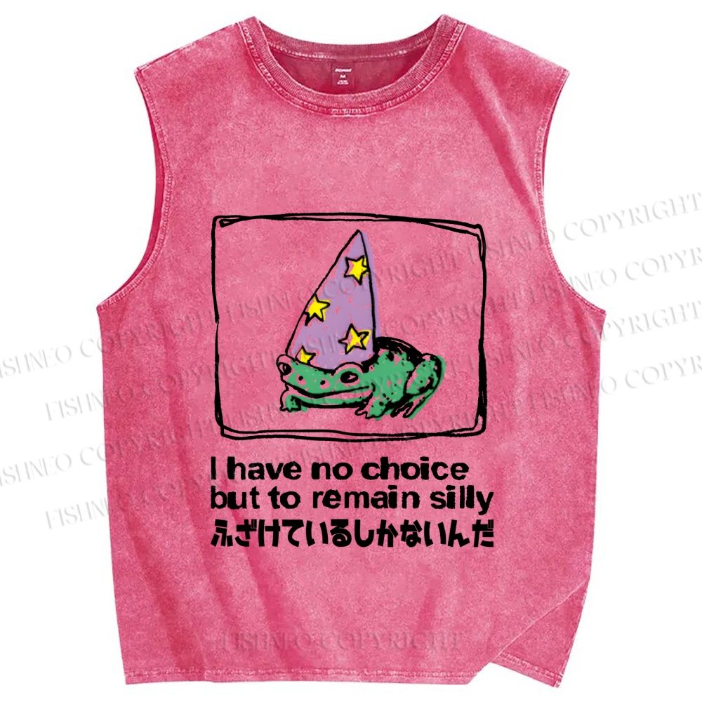 Unisex Japanese Frog I Have No Choice But to Remain Silly Printed Washed Tank Top