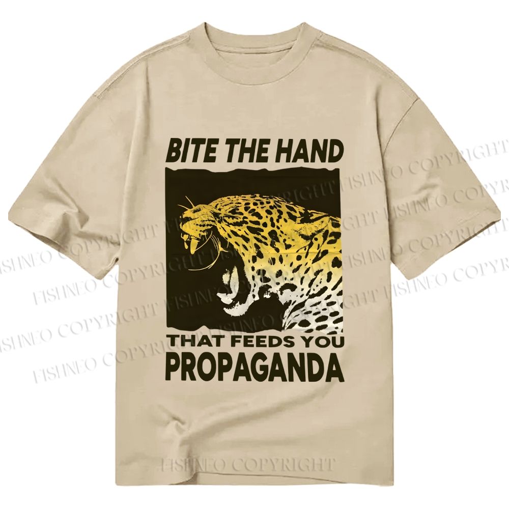 Unisex Classic Cotton Bite the Hand That Feeds You Propaganda Panther Printed T-shirt