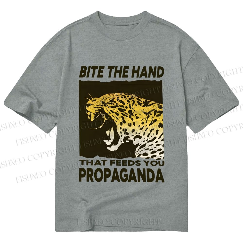 Unisex Classic Cotton Bite the Hand That Feeds You Propaganda Panther Printed T-shirt