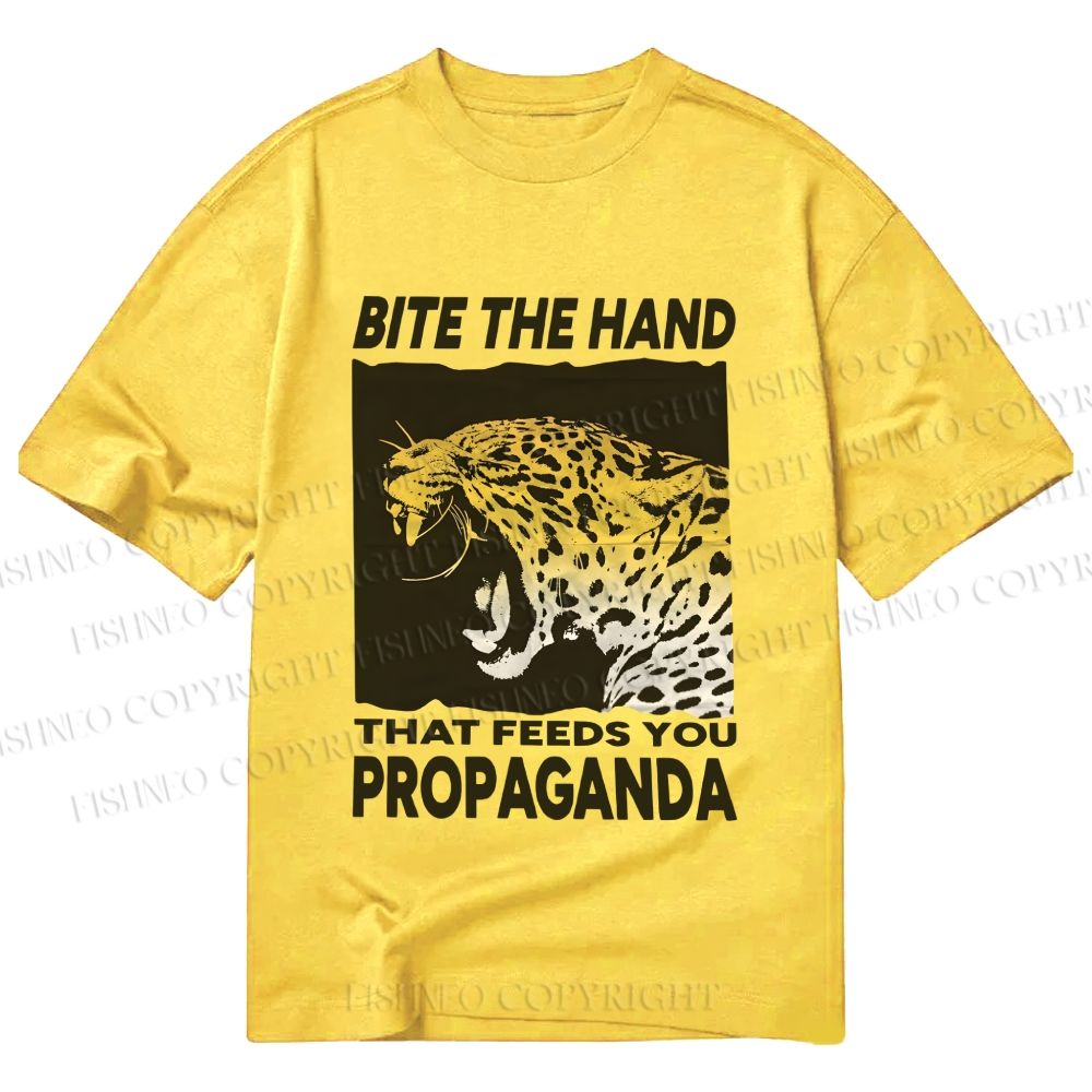 Unisex Classic Cotton Bite the Hand That Feeds You Propaganda Panther Printed T-shirt