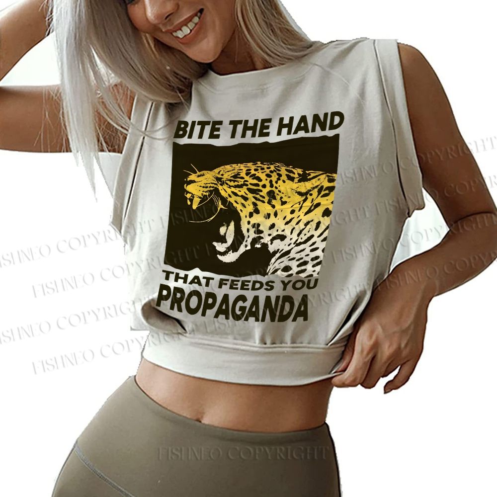 Bite the Hand That Feeds You Propaganda Panther Sleeveless Crop Tops