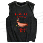 Unisex Wizard Slug Printed Washed Tank Top
