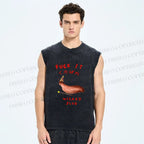 Unisex Wizard Slug Printed Washed Tank Top