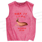 Unisex Wizard Slug Printed Washed Tank Top