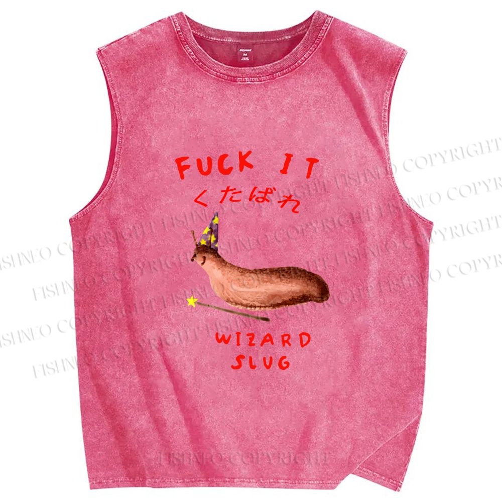 Unisex Wizard Slug Printed Washed Tank Top