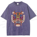 Unisex  Embroidered Ethnic Style Tiger Printed Washed Tee