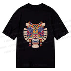 Unisex Classic Cotton  Embroidered Ethnic Style Tiger Printed T-shirt