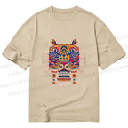 Unisex Classic Cotton  Embroidered Ethnic Style Tiger Printed T-shirt