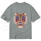 Unisex Classic Cotton  Embroidered Ethnic Style Tiger Printed T-shirt
