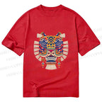 Unisex Classic Cotton  Embroidered Ethnic Style Tiger Printed T-shirt