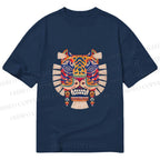 Unisex Classic Cotton  Embroidered Ethnic Style Tiger Printed T-shirt