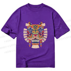 Unisex Classic Cotton  Embroidered Ethnic Style Tiger Printed T-shirt