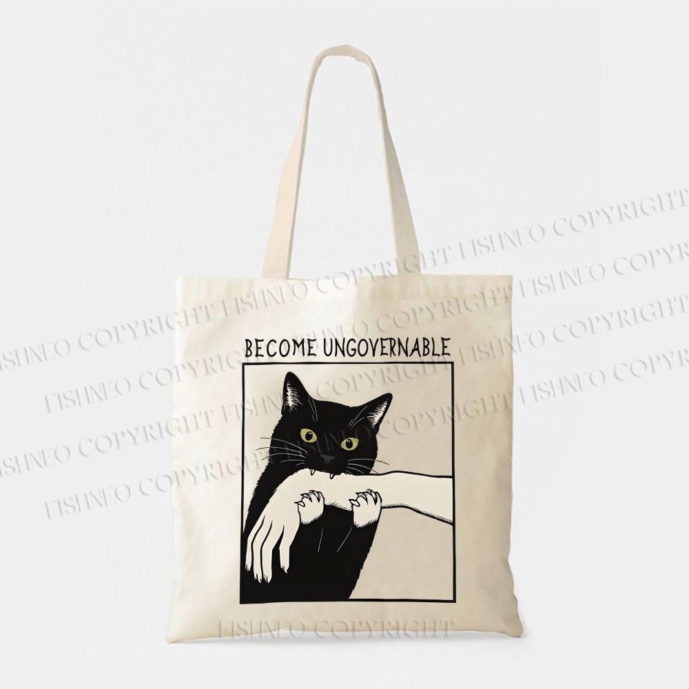 Black Cat Become Ungovernable Tote Bag