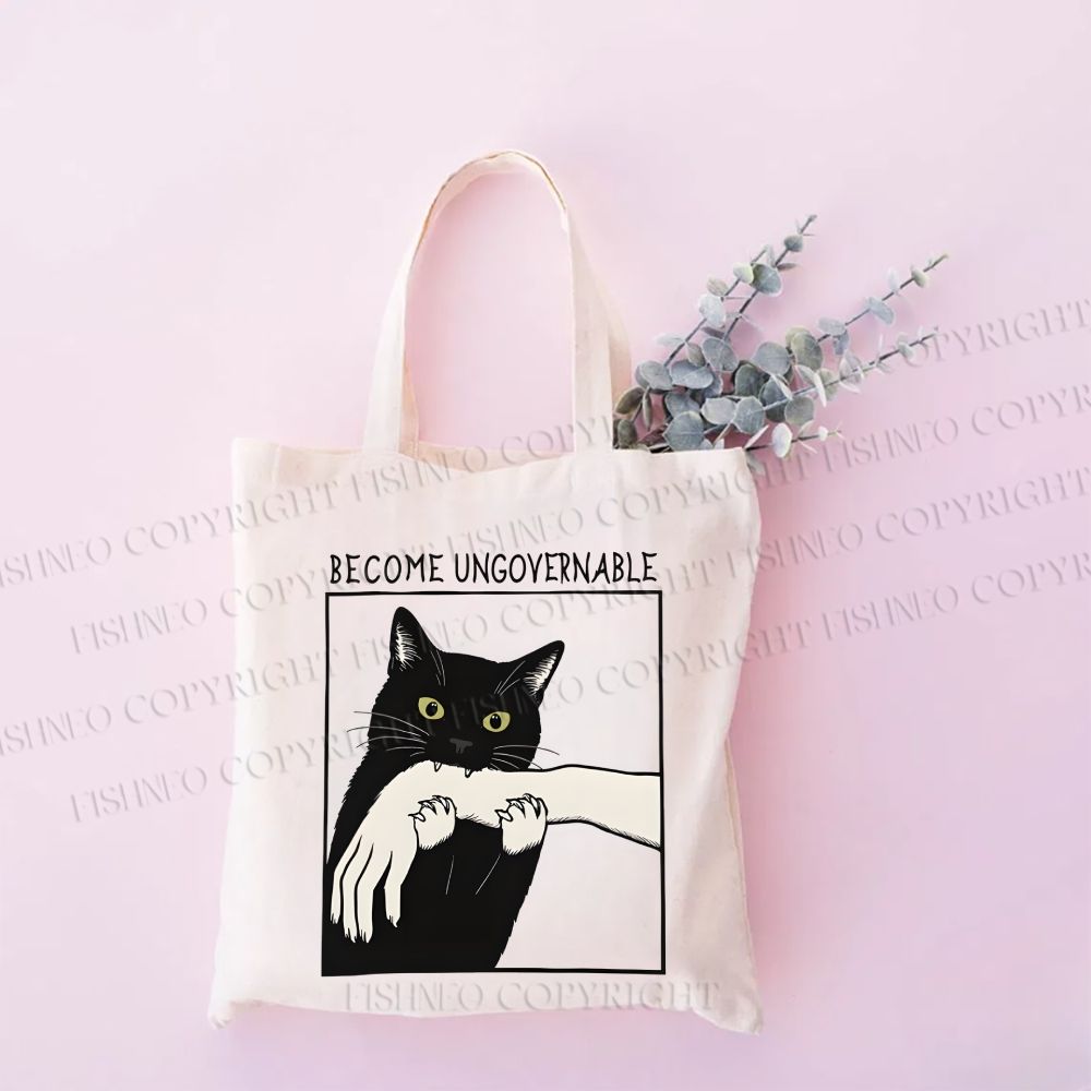 Black Cat Become Ungovernable Tote Bag