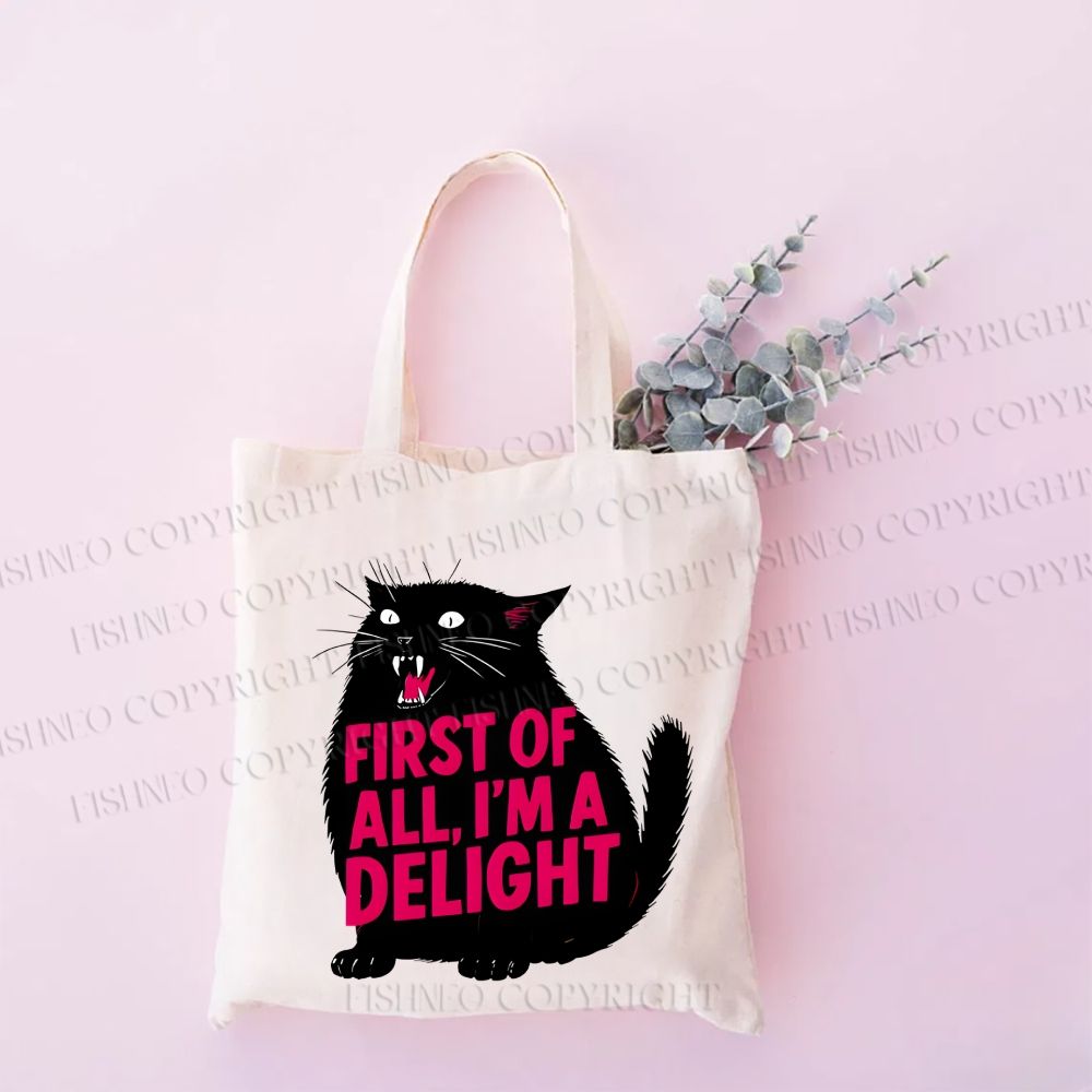 I'm A Delight Black Cat Tote Bag