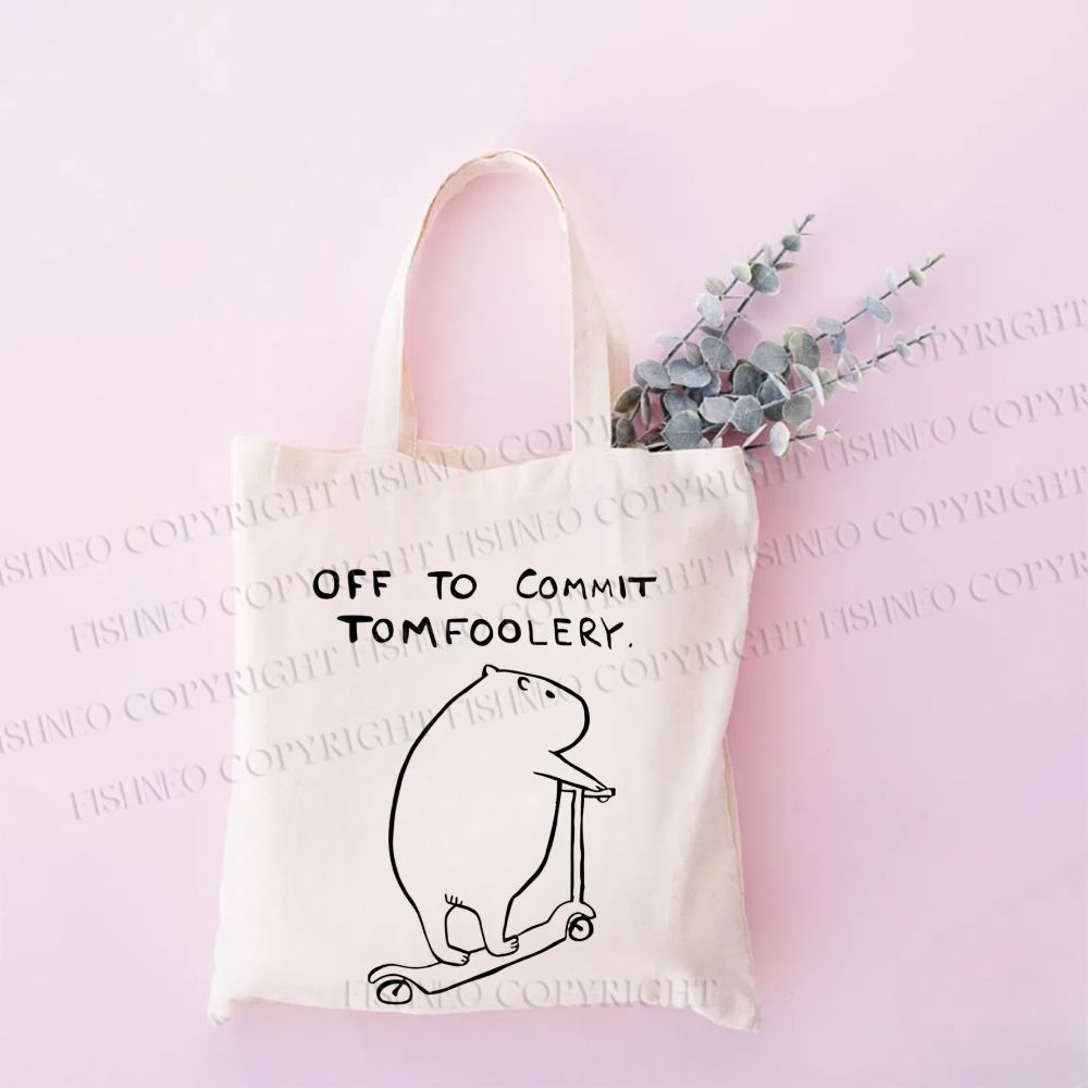 Off To Commit Tomfoolery Capybara Tote Bag