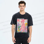 Unisex Yayoi Kusama Pink Cheetah Printed Washed Tee