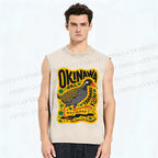 Unisex Okinawa Bird Printed Washed Tank Top