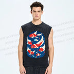 Unisex Fish in Water Printed Washed Tank Top