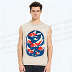Unisex Fish in Water Printed Washed Tank Top