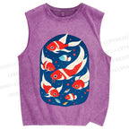 Unisex Fish in Water Printed Washed Tank Top
