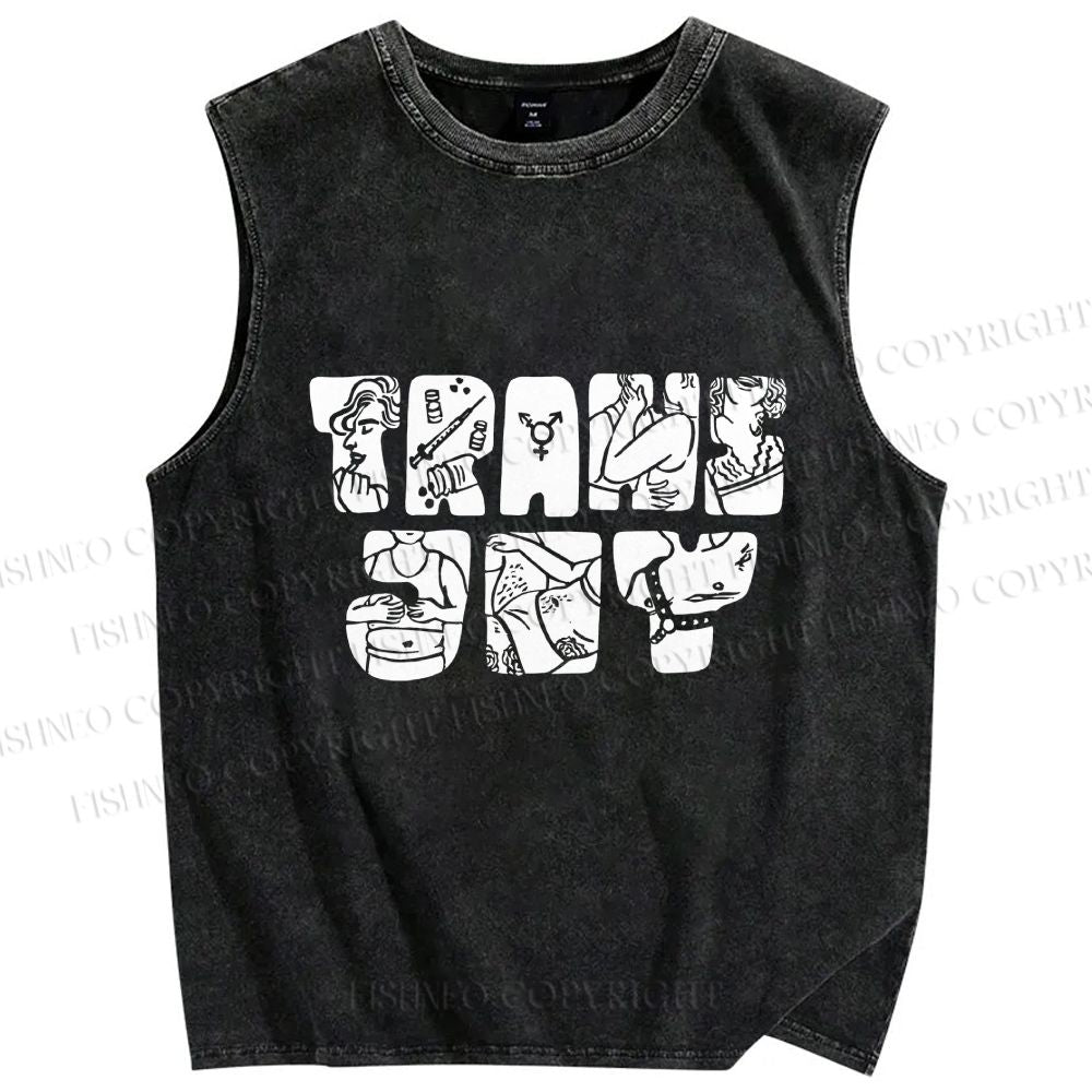 Unisex Pride Trans Joy Printed Washed Tank Top