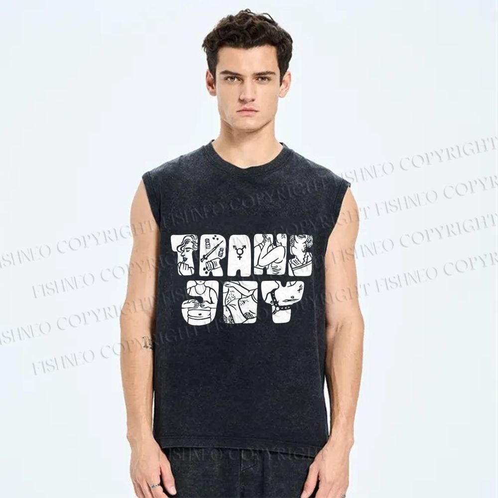 Unisex Pride Trans Joy Printed Washed Tank Top