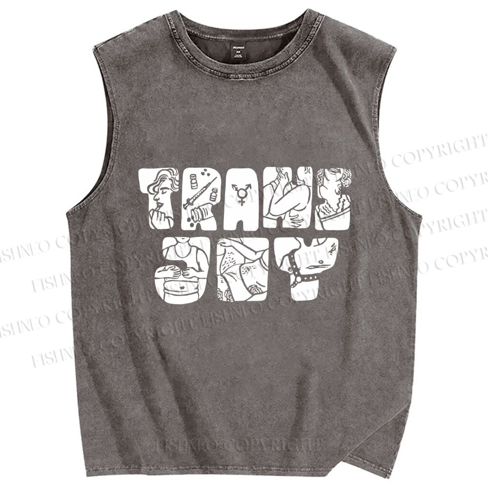 Unisex Pride Trans Joy Printed Washed Tank Top