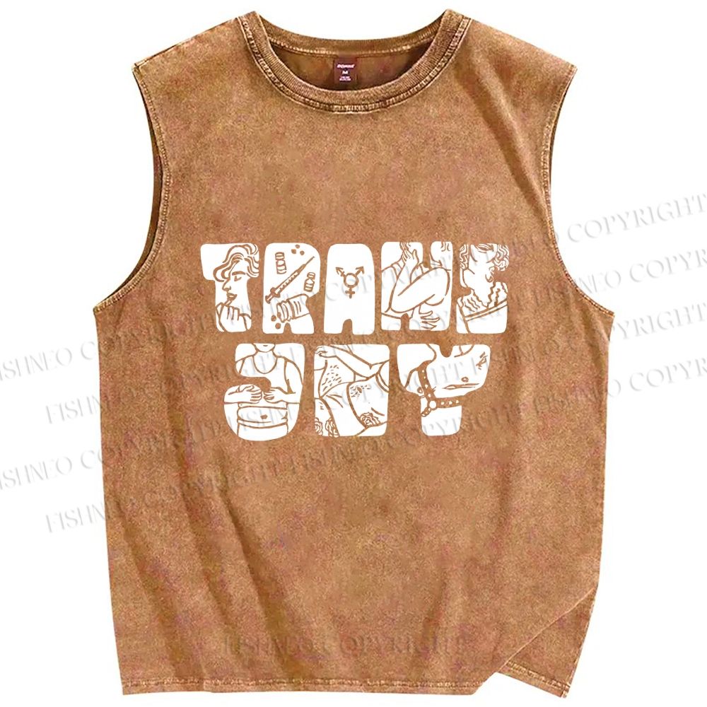 Unisex Pride Trans Joy Printed Washed Tank Top