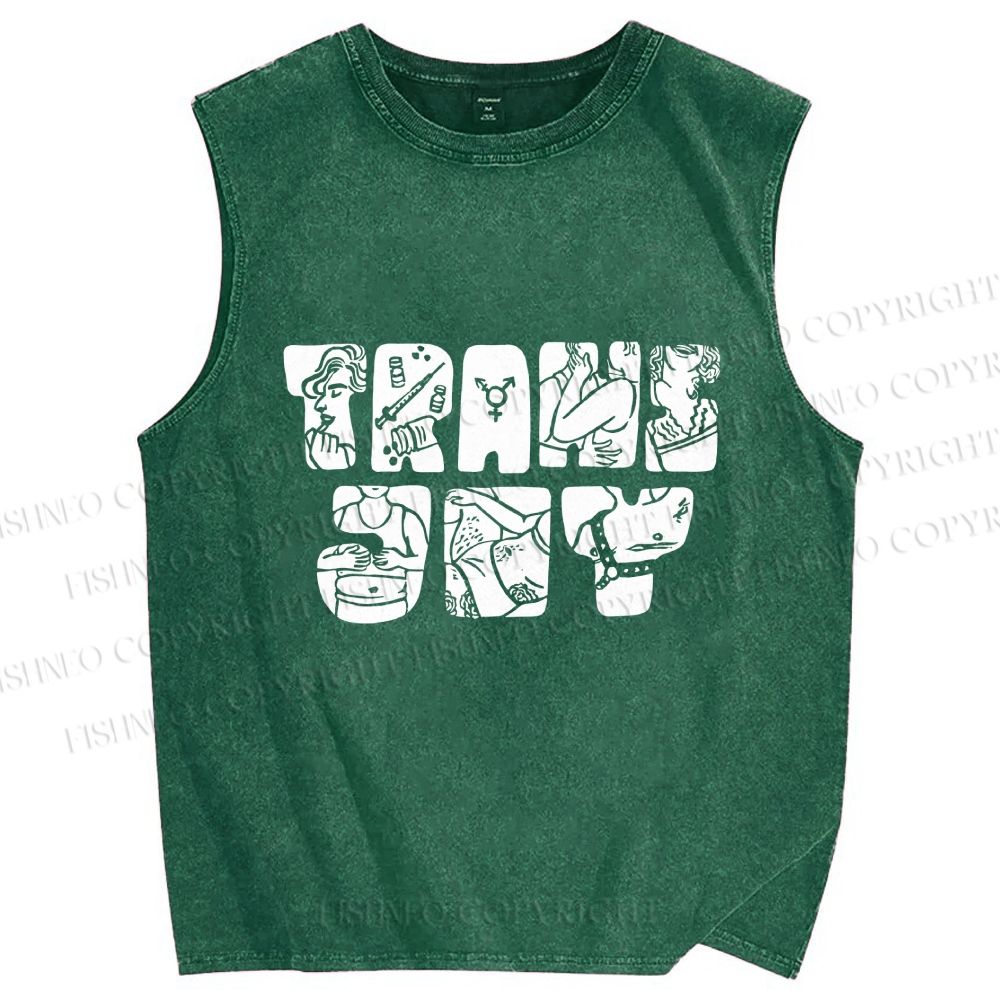 Unisex Pride Trans Joy Printed Washed Tank Top