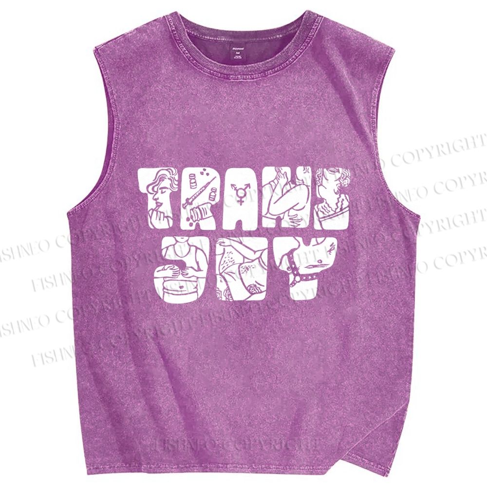 Unisex Pride Trans Joy Printed Washed Tank Top