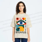 Unisex Bauhaus Eye Design Printed Washed Tee