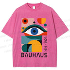 Unisex Bauhaus Eye Design Printed Washed Tee