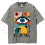 Unisex Bauhaus Eye Design Printed Washed Tee