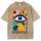 Unisex Bauhaus Eye Design Printed Washed Tee