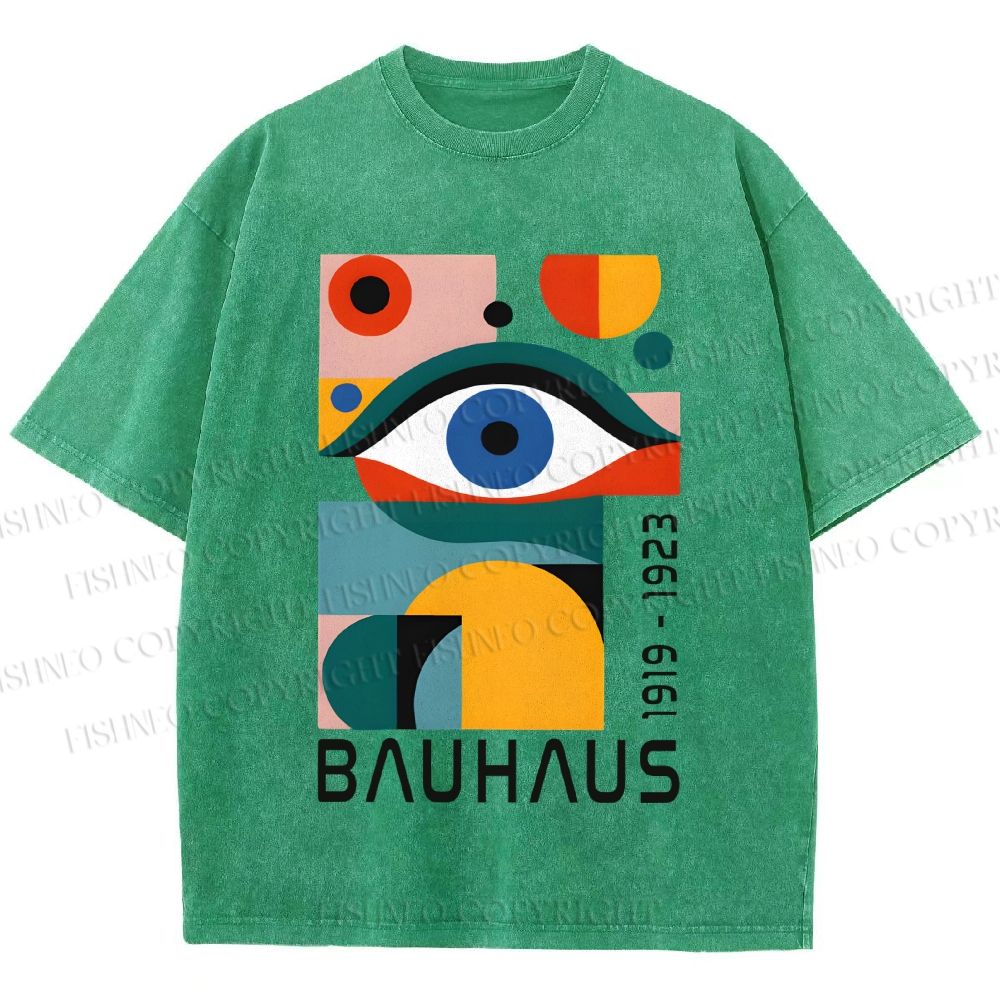 Unisex Bauhaus Eye Design Printed Washed Tee