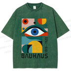 Unisex Bauhaus Eye Design Printed Washed Tee