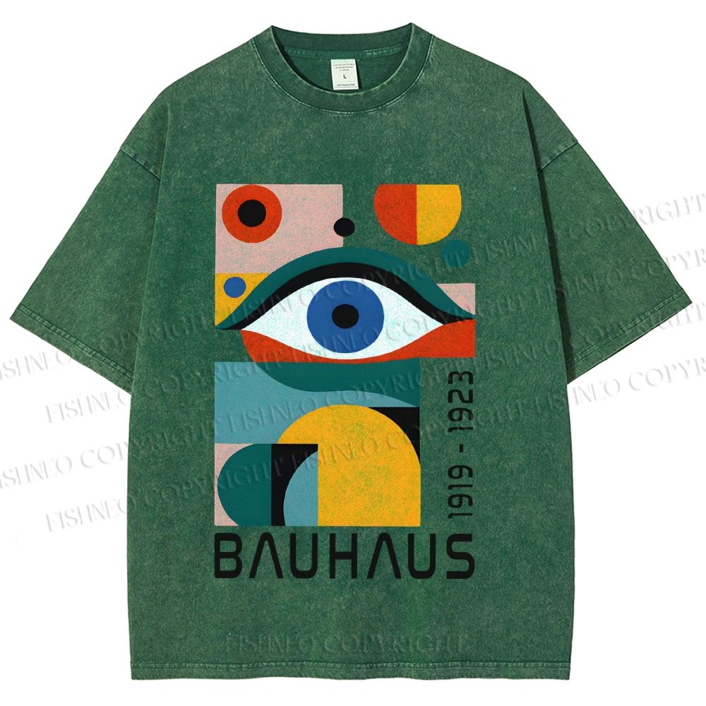 Unisex Bauhaus Eye Design Printed Washed Tee