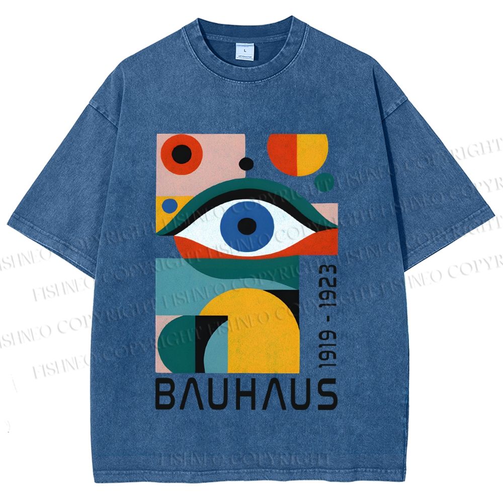 Unisex Bauhaus Eye Design Printed Washed Tee