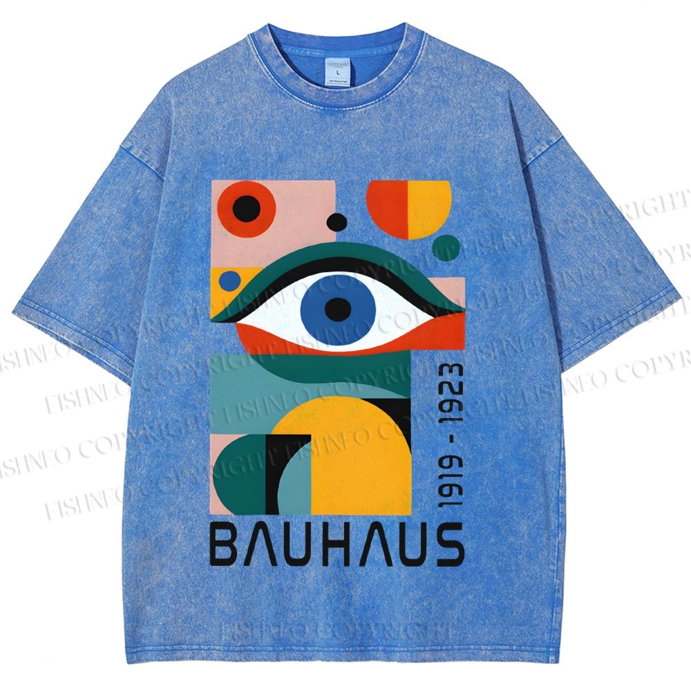 Unisex Bauhaus Eye Design Printed Washed Tee