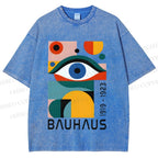 Unisex Bauhaus Eye Design Printed Washed Tee
