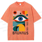 Unisex Bauhaus Eye Design Printed Washed Tee