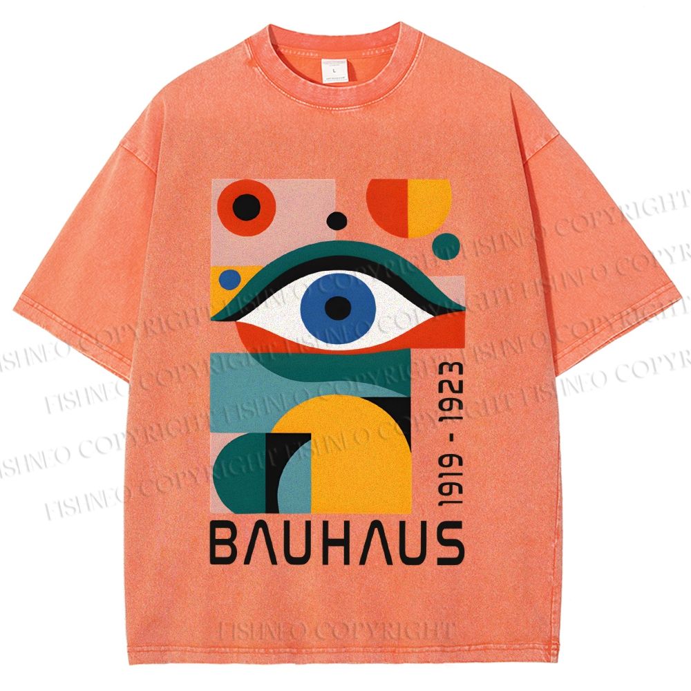 Unisex Bauhaus Eye Design Printed Washed Tee